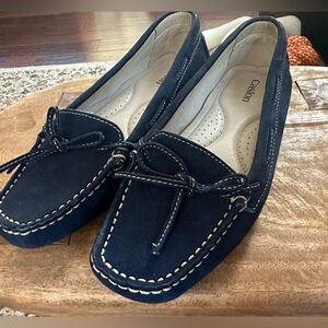 Caslon Blue suede moccasin driver loafers